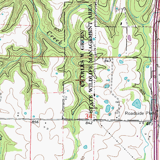 Topographic Map of Township of Three Creeks, MO