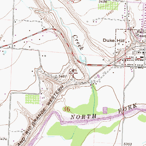 Topographic Map of Riverside Cemetery, CO