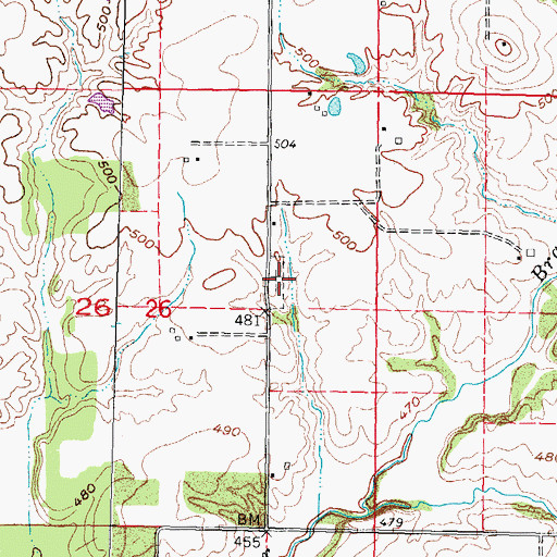 Topographic Map of Gullick Cemetery, IL