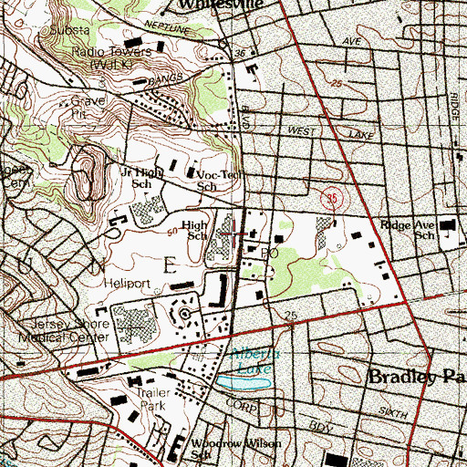 Topographic Map of Neptune High School, NJ
