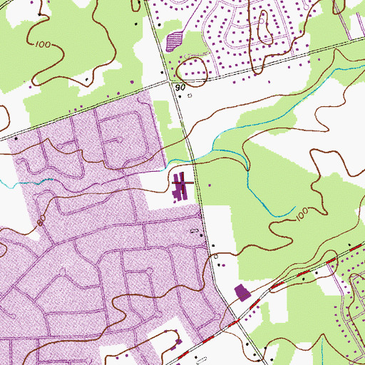 Topographic Map of Pine Brook Elementary School, NJ
