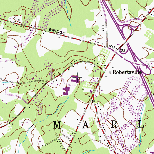 Topographic Map of Robertsville Elementary School, NJ