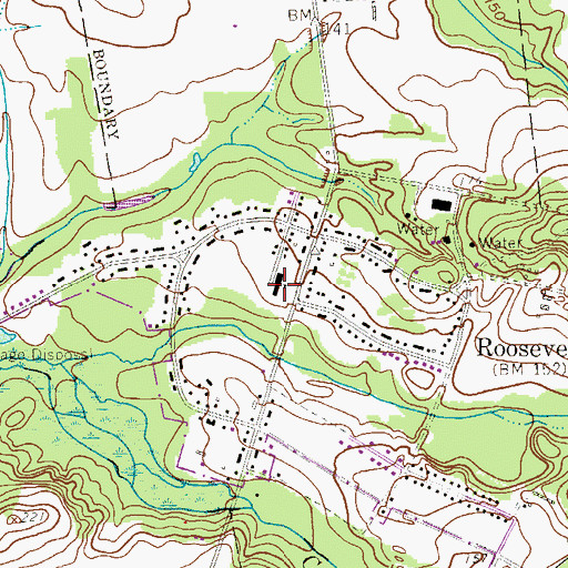 Topographic Map of Roosevelt Elementary School, NJ