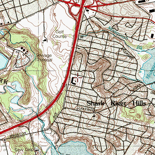 Topographic Map of Shark River Hills Elementary School, NJ