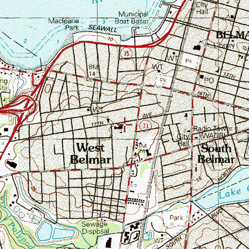 Topographic Map of West Belmar Elementary School, NJ