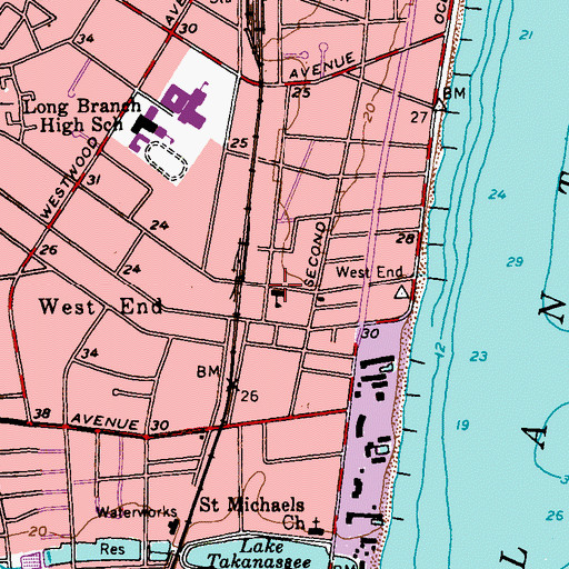 Topographic Map of West End Elementary School, NJ