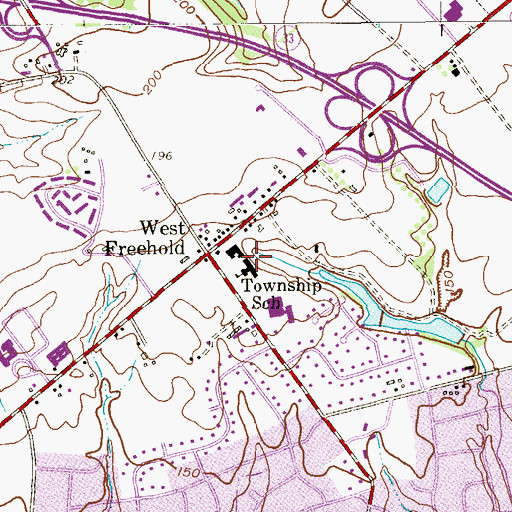 Topographic Map of West Freehold Elementary School, NJ
