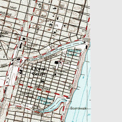 Topographic Map of Ocean Grove Auditorium, NJ