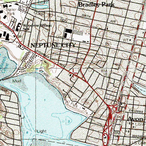 Topographic Map of Memorial United Methodist Church, NJ