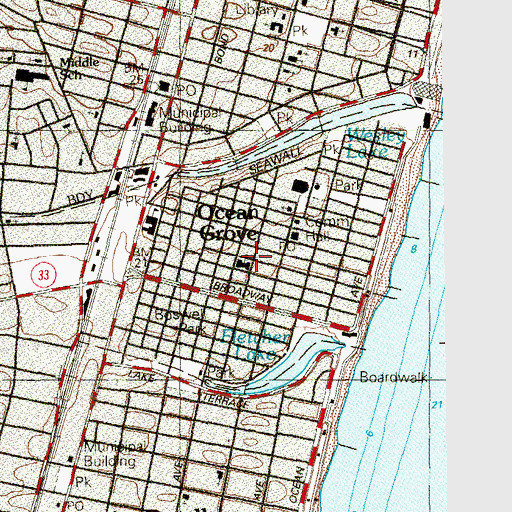 Topographic Map of Saint Paul's United Methodist Church, NJ