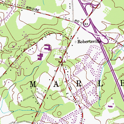 Topographic Map of Robertsville Bible Church, NJ