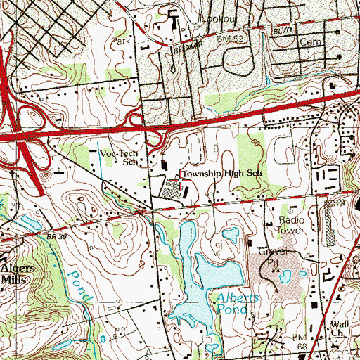 Topographic Map of Wall High School, NJ