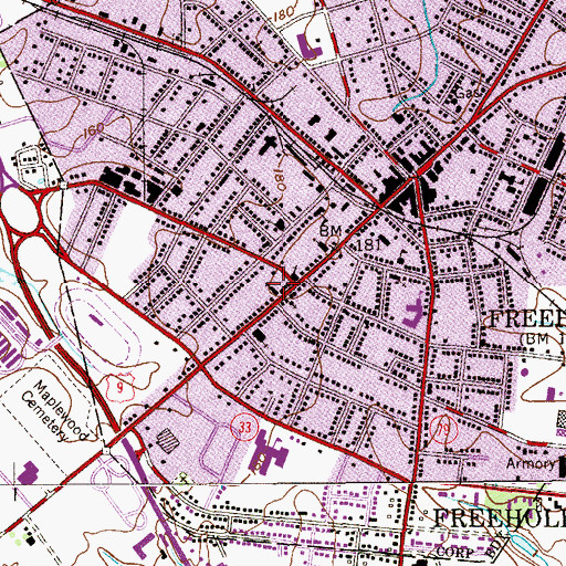 Topographic Map of First United Methodist Church, NJ