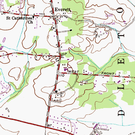 Topographic Map of Lincroft Church, NJ