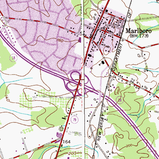 Topographic Map of Interchange 25, NJ