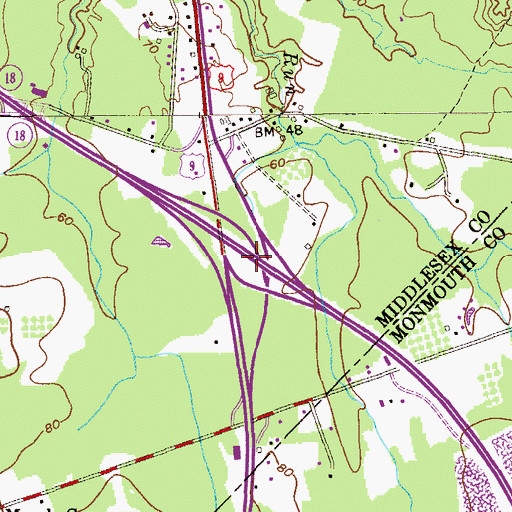 Topographic Map of Interchange 30, NJ