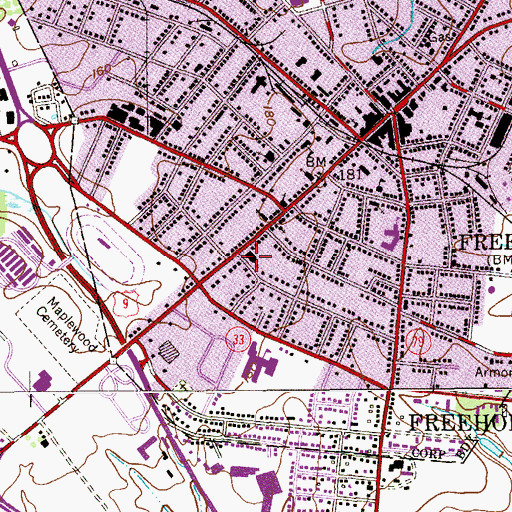 Topographic Map of First Presbyterian Church, NJ