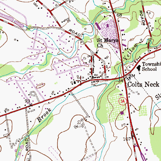 Topographic Map of Harvest Home Church, NJ
