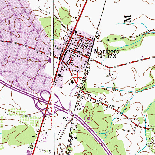 Topographic Map of Marlboro Grade School (historical), NJ