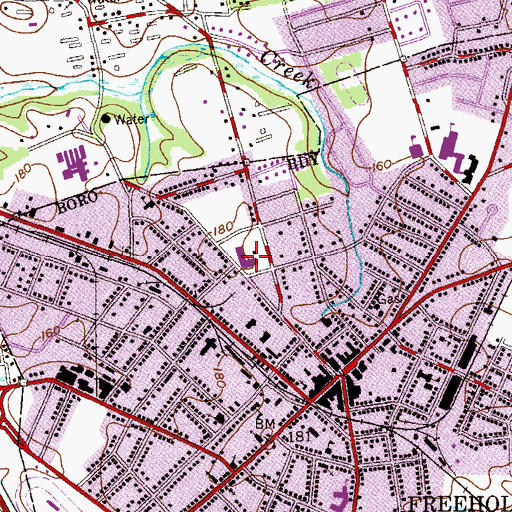 Topographic Map of Monmouth County Courthouse, NJ