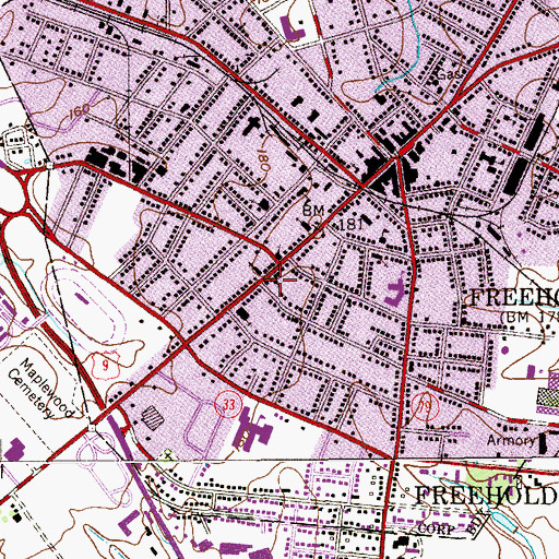 Topographic Map of First Church of Christ Scientist, NJ