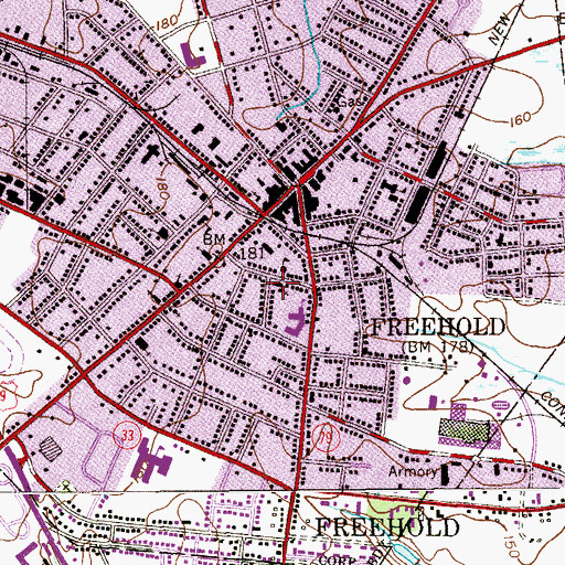 Topographic Map of Saint Rose of Lima Roman Catholic Church, NJ