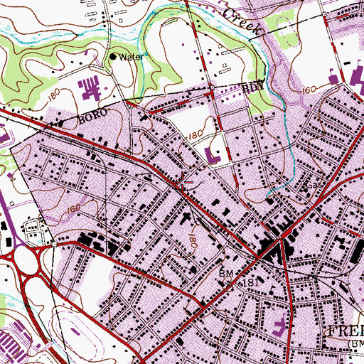 Topographic Map of Second Baptist Church, NJ