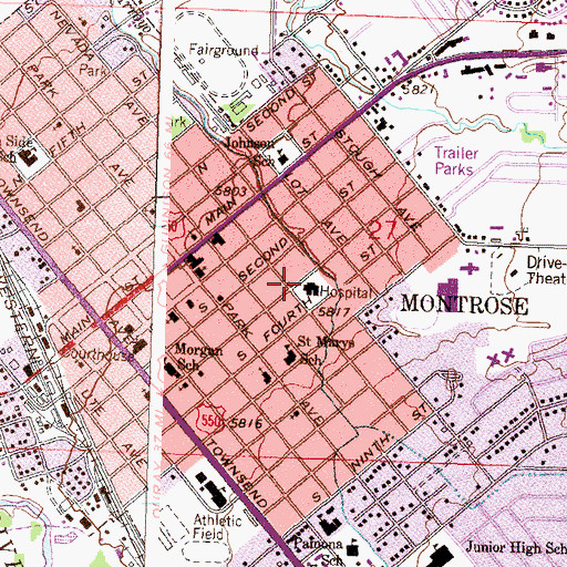 Topographic Map of Montrose Memorial Hospital Heliport, CO