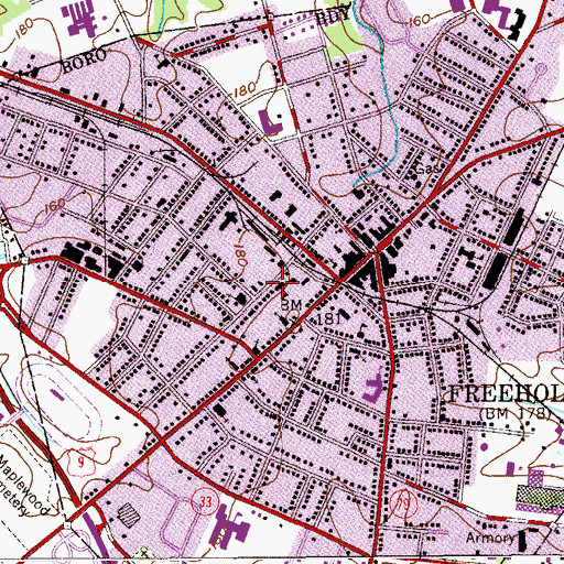 Topographic Map of Broad Street School (historical), NJ