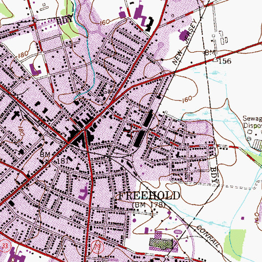 Topographic Map of Hudson Street Grammar School (historical), NJ