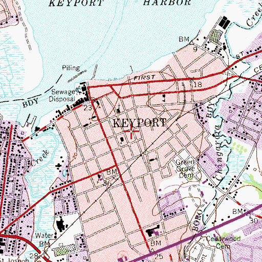 Topographic Map of Reformed Church of Keyport, NJ