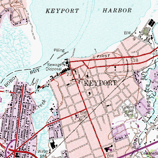 Topographic Map of First Church of Christ Scientist, NJ