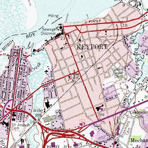Topographic Map of Gethsemane Evangelical Lutheran Church, NJ