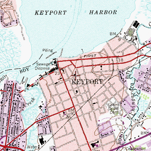 Topographic Map of Jehovahs Witnesses Bible Hall, NJ