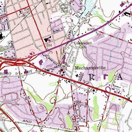 Topographic Map of Saint Johns Methodist Church, NJ