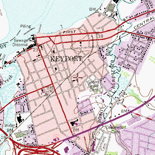 Topographic Map of Second Baptist Church, NJ