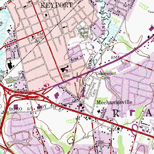 Topographic Map of Liberty Hose Company Number 3, NJ