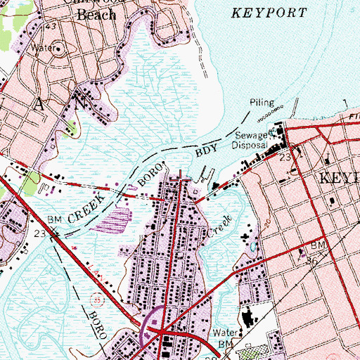 Topographic Map of Waters Edge Home for the Aged, NJ