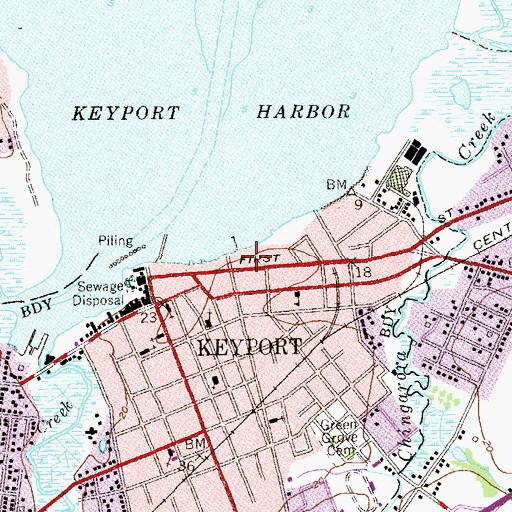 Topographic Map of Keyport Yacht Club, NJ