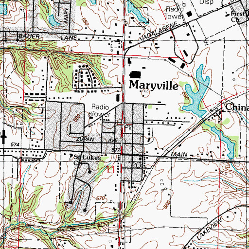 Topographic Map of Firemans Park, IL