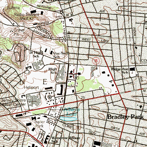Topographic Map of Neptune Post Office, NJ