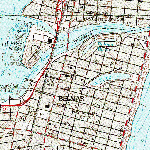 Topographic Map of Saint Rose Roman Catholic Church, NJ