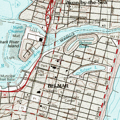 Topographic Map of Saint Rose Grammar School, NJ