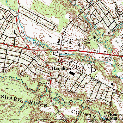 Topographic Map of Hamilton United Methodist Church, NJ