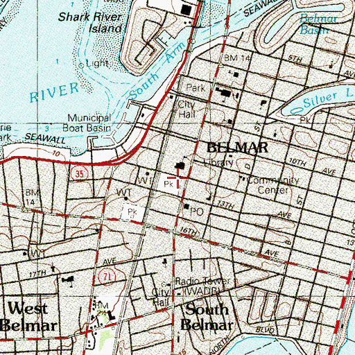 Topographic Map of Three Acre Park, NJ
