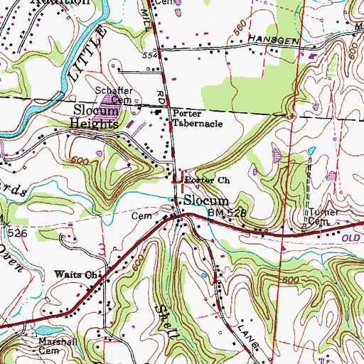 Topographic Map of Porter Church, OH