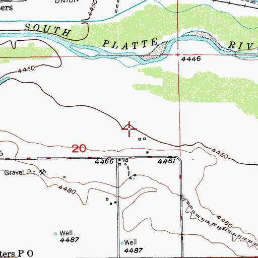 Topographic Map of Yocam Ranch Airport (historical), CO