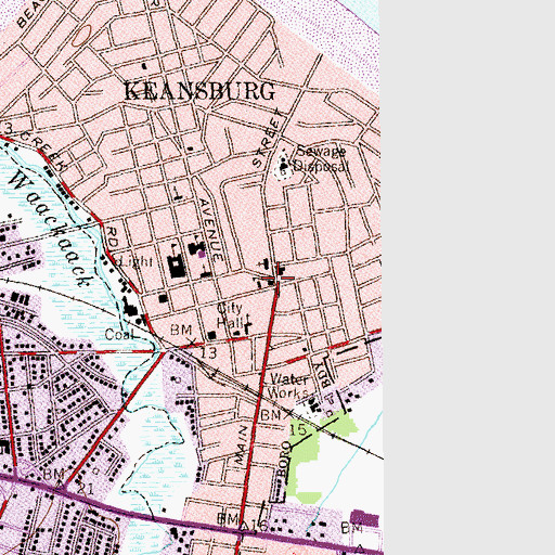 Topographic Map of Keansburg Fire Company 1, NJ