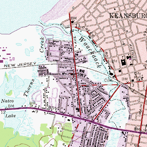 Topographic Map of West Keansburg Fire Company Station 39 - 3, NJ