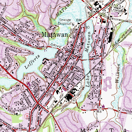 Topographic Map of Matawan Fire Station Number 1, NJ